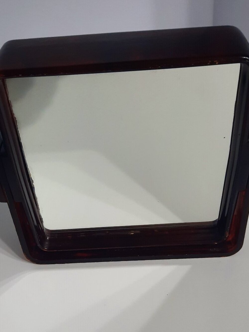 Vintage Trina Vanity Mirror Faux Tortoise Shell Japan 7x7 Mid Century